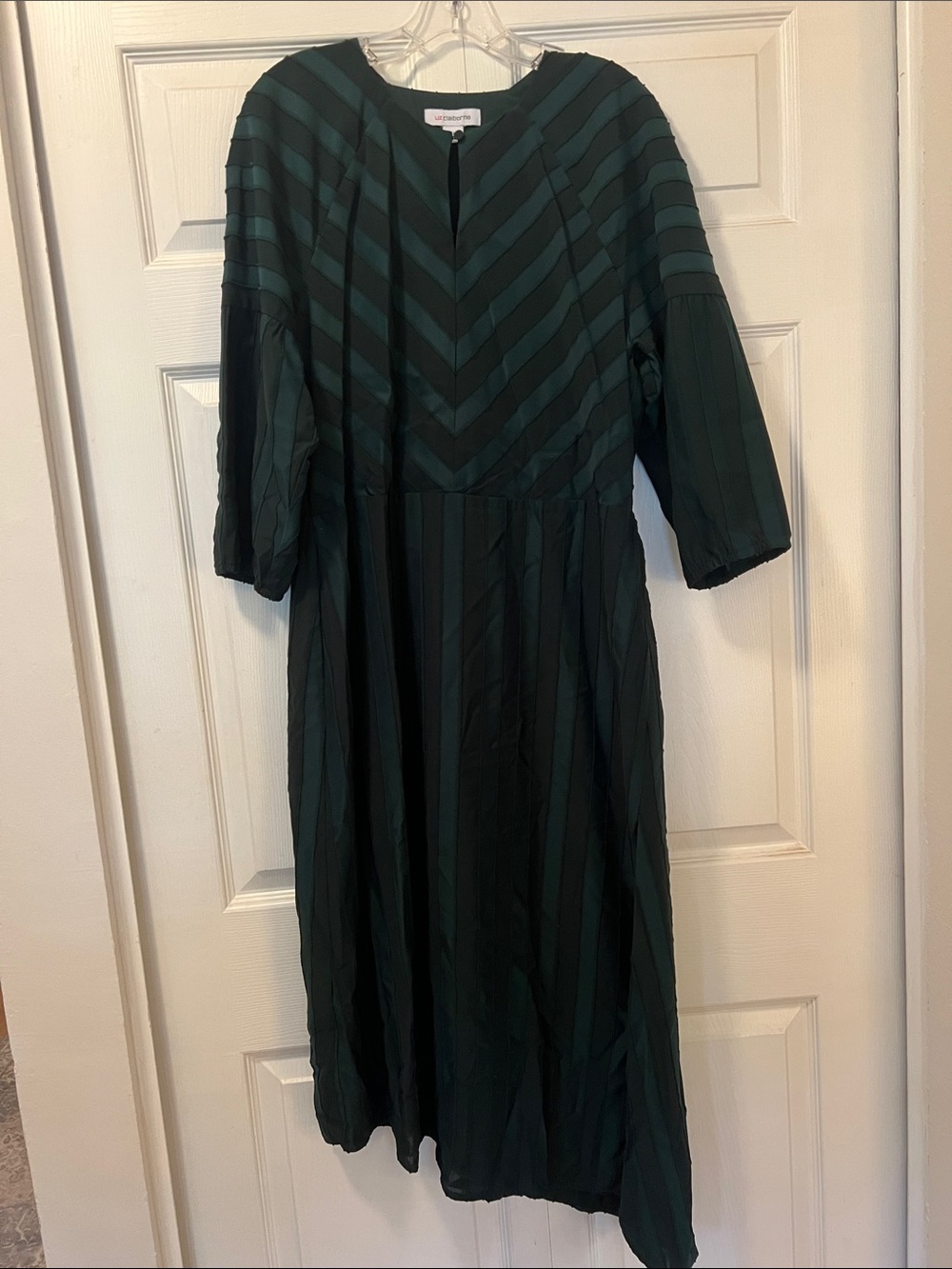Liz Claiborne Dark Green Striped Dress